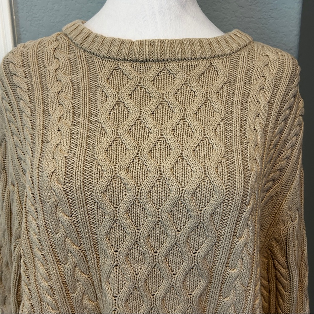 ST. JOHN’S BAY Cream Cable Knit Fisherman’s Sweater M - Picture 2 of 6